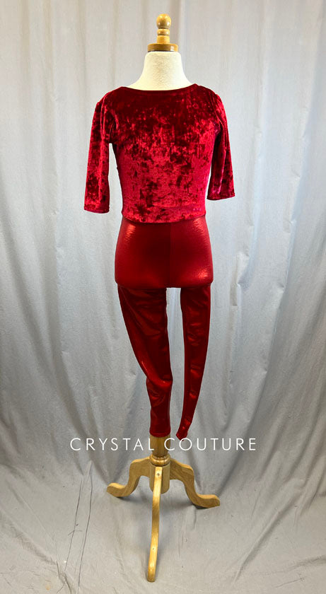 *Brand New* Red Velvet and Metallic Unitard