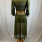 *Brand New* Olive Green Lycra Dress with Nude Lined Mesh - Rhinestones