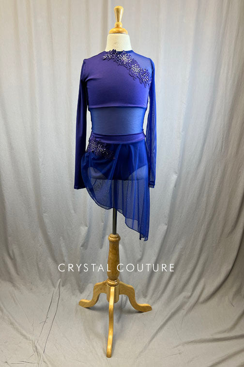 *Brand New* Purple Mesh Dress with Lycra Inserts and Appliques - Rhinestones