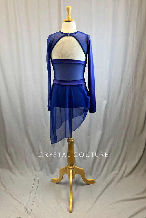 *Brand New* Purple Mesh Dress with Lycra Inserts and Appliques - Rhinestones