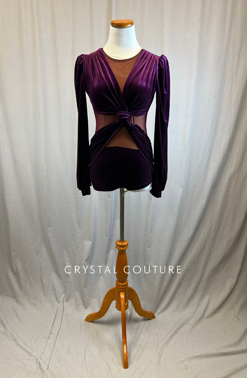 *Brand New* Plum Velvet Leotard with Mesh Inserts