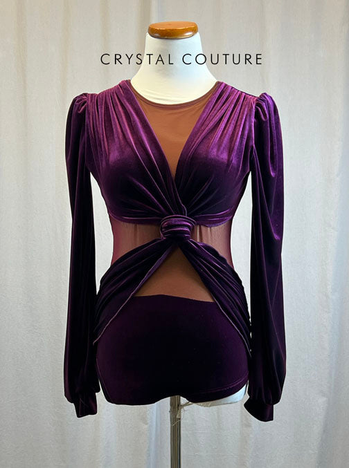 *Brand New* Plum Velvet Leotard with Mesh Inserts