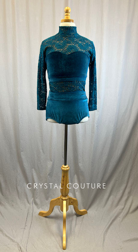 *Brand New* Teal Lace and Velvet Leotard