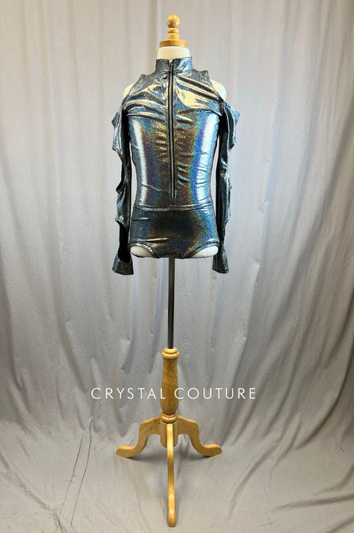 *Brand New* Silver Metallic Leotard with Cutout Sleeves