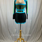 *Brand New* Black, Green and Turquoise Geometric Pom Dress