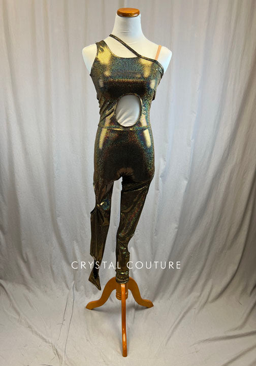 *Brand New* Gold Metallic Unitard with Cutouts