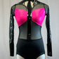 *Brand New* Black Pleather and Metallic Pink Leotard