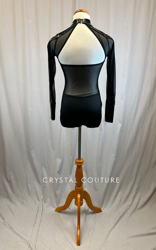 *Brand New* Black Pleather and Metallic Pink Leotard