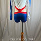 *Brand New* Red, White and Blue Biketard with Mesh Inserts