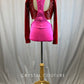 *Brand New* Red Pleather Bra Top with Pink Lycra Cut Out Leotard