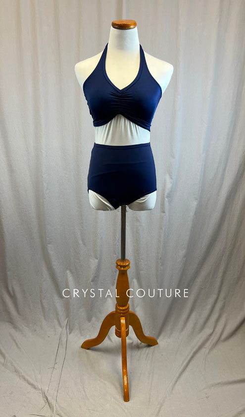*Brand New* Navy Blue Halter Bra Top with Silver Ring and Brief