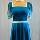 *Brand New* Teal Skating Dress with Ombre Mesh Arm Cap Sleeves