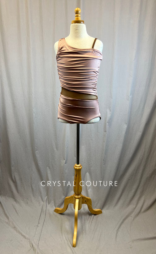 *Brand New* Blush Pink Ruched Leotard with Mesh Insert