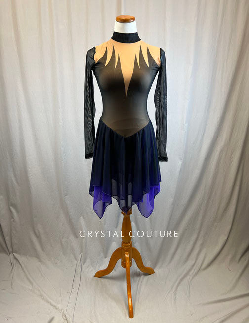 *Brand New* Black and purple ombre sublimated flame skating dress