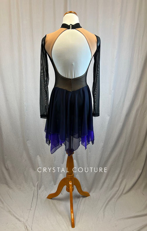 *Brand New* Black and purple ombre sublimated flame skating dress