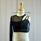 *Brand New* Black Metallic Bra Top with Black Mesh Long Sleeve and Overlay