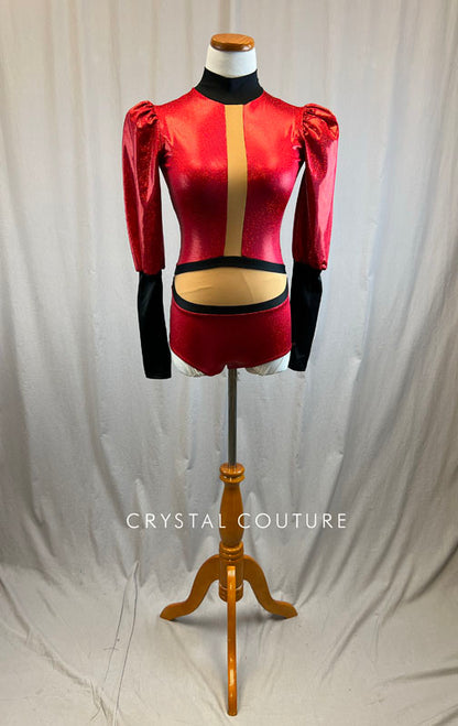 *Brand New* Red and black puff long sleeve leotard