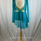 *Brand New* Teal mesh overlay leotard with high low skirt