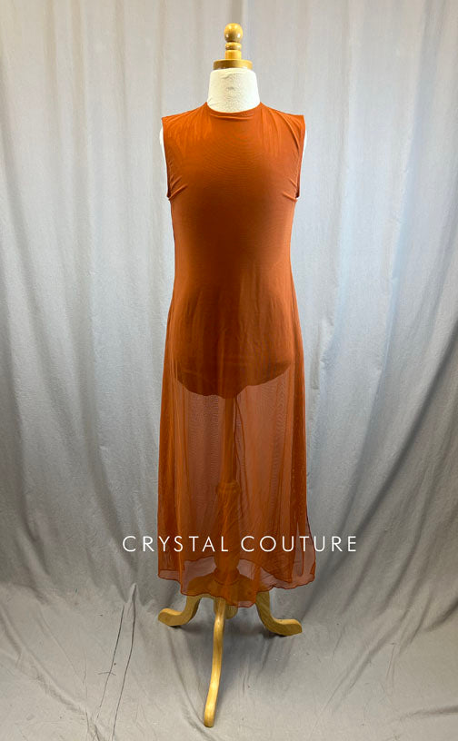 *Brand New* Burnt orange long mesh overlay dress