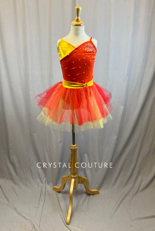 *Brand New* Red and yellow tutu dress- Rhinestones