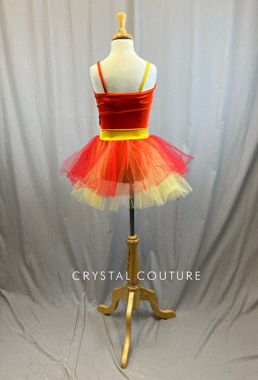 *Brand New* Red and yellow tutu dress- Rhinestones