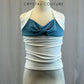 *Brand New* White halter top with blue mesh accent on chest