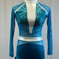 *Brand New* Dark Teal sequin and mesh long sleeve biketard