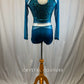 *Brand New* Dark Teal sequin and mesh long sleeve biketard