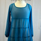 *Brand New* Dark Teal flowy long sleeve mesh overlay dress
