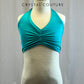 *Brand New* Teal ruching halter bra top with silver ring back