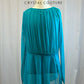 *Brand New* Teal mesh overlay leotard with high low skirt and finger loop