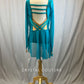 *Brand New* Teal mesh overlay leotard with high low skirt and finger loop