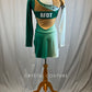 *Brand New* Green and white supplemented skating dress with black stars and sequins