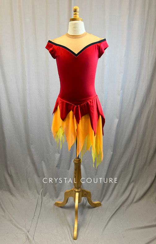 *Brand New* Red flame supplemented skating dress