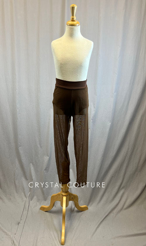 *Brand New* Brown mesh leggings with attached brown brief