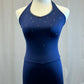 *Brand New* Navy blue V neck halter biketard -Rhinestones
