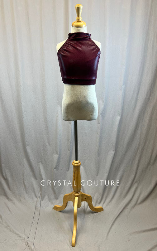*Brand New* Maroon high neck top matte metallic