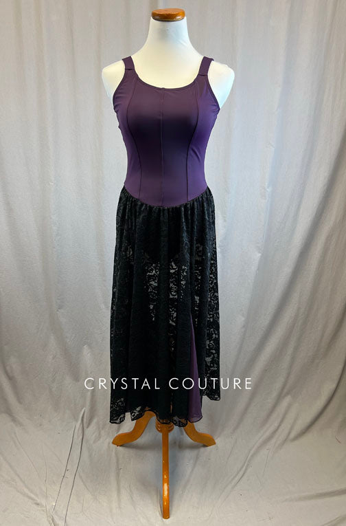 *Brand New* Purple Leotard with Black Lace Long Skirt