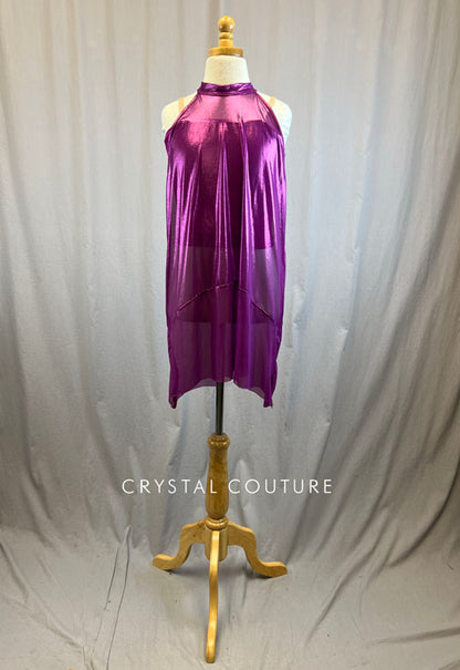 *Brand New* Shiny Magenta Sheer Dress Overlay with Magenta Crop Top