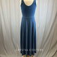 Slate blue scoop neck long dress -Rhinestones