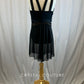 Black high neck leotard with nude accents and mesh shorts attached