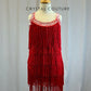 Red Fringe Flapper Dress -Rhinestones