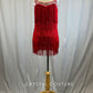 Red Fringe Flapper Dress -Rhinestones