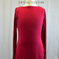 Dark red long sleeve slit dress with scoop neck back