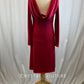Dark red long sleeve slit dress with scoop neck back
