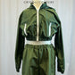 Olive and white polyester hip hop set