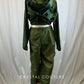 Olive and white polyester hip hop set