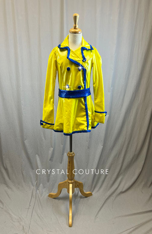 Yellow and Blue Raincoat Dress -Rhinestones