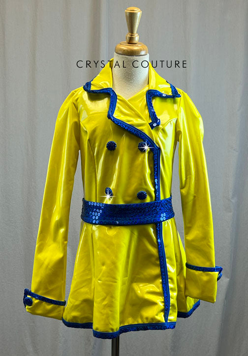 Yellow and Blue Raincoat Dress -Rhinestones