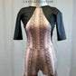 *Brand New* Black and Light Pink Snakeskin Unitard with Quarter Sleeves